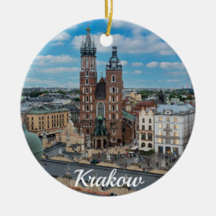 Krakau stadscentrum van bovenaf in Polen Keramisch Ornament