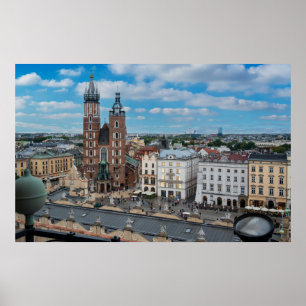 Krakau stadscentrum van bovenaf in Polen Poster