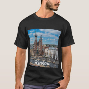 Krakau stadscentrum van bovenaf in Polen T-shirt