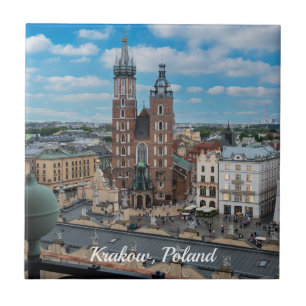 Krakau stadscentrum van bovenaf in Polen Tegeltje