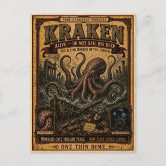 Kraken, antiek circusunmonster briefkaart