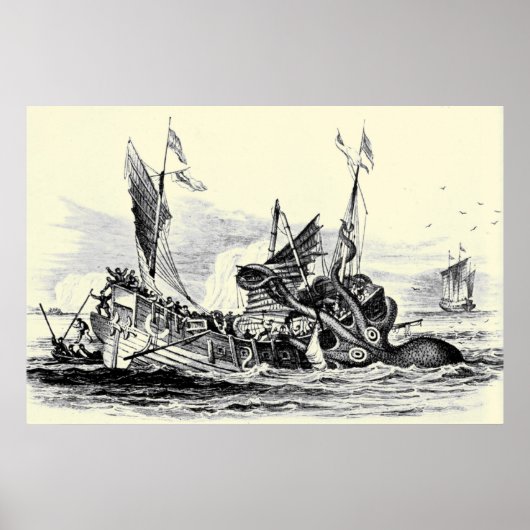 Kraken Attack! Afdrukken Poster (Voorkant)