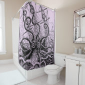 Kraken Attack rideau de douche violet (En situation)