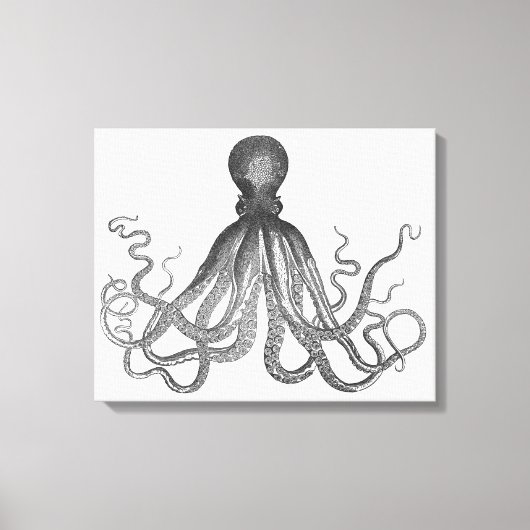 Kraken - Black Giant Octopus / Cthulu Canvas Afdruk (Voorkant)
