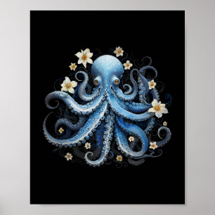 Kraken Blue Octopus Squid Zee Live Save Ocean Poster