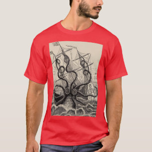 Kraken die het schip aanvalt T-shirt