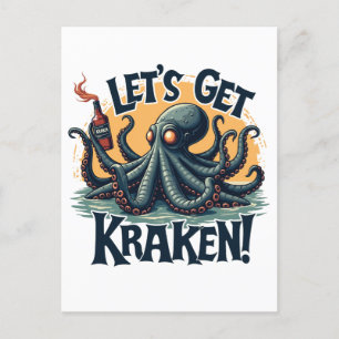 Kraken Funny Rum Drink Octopus Briefkaart