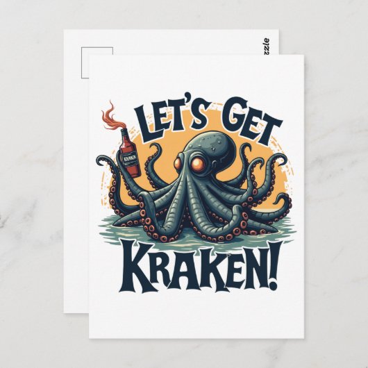 Kraken Funny Rum Drink Octopus Briefkaart (Voorkant / Achterkant)