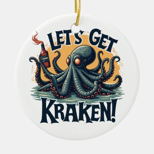 Kraken Funny Rum Drink Octopus Keramisch Ornament (Voorkant)