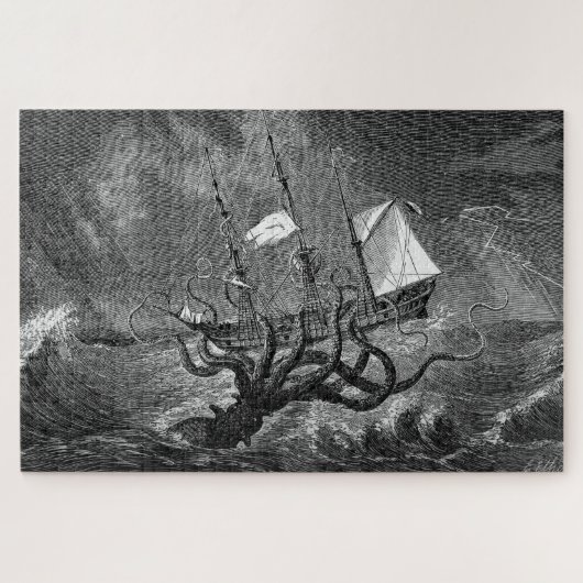  Kraken Giant Squid Zee Monster Ship Poster Legpuzzel (Horizontaal)