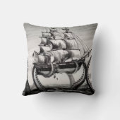 Kraken Holding Pirate/Sailing Ship 20" Pillow Kussen (Achterkant)