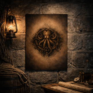Kraken Merk Piraat Zegel Poster