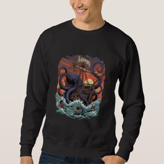 Kraken Octopus Illustration Crewneck  Trui (Voorkant)