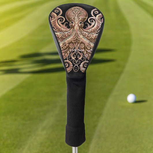 Kraken Steampunk Octopus  Gold Black Golfheadcover