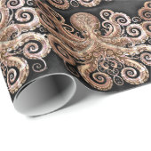 Kraken Steampunk Octopus goud en zwart Cadeaupapier (Rol Hoek)