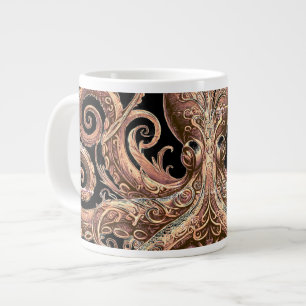 Kraken Steampunk Octopus  goud en zwart Extra Grote Beker