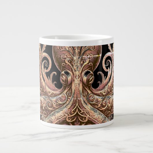 Kraken Steampunk Octopus  goud en zwart Extra Grote Beker (Voorkant)