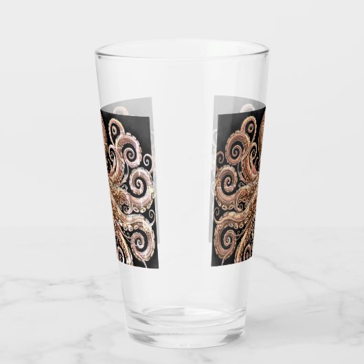 Kraken Steampunk Octopus goud en zwart Glas (Rechts)