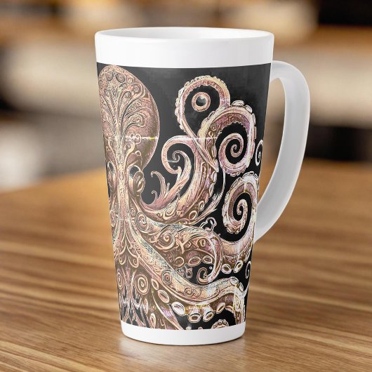 Kraken Steampunk Octopus goud en zwart Latte Mok