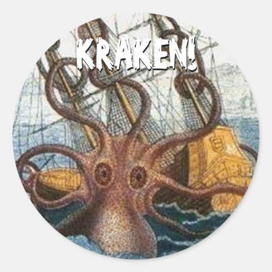 Kraken Steampunk Octopus Ronde Sticker (Voorkant)