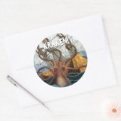 Kraken Steampunk Octopus Ronde Sticker (Envelop)