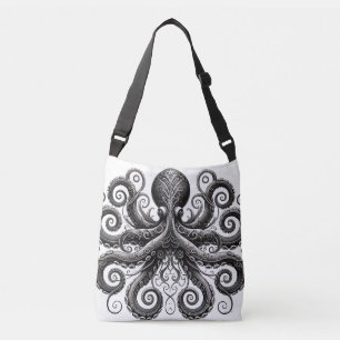 Kraken Steampunk Octopus Zwart Crossbody Tas