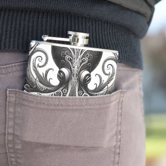 Kraken Steampunk Octopus  Zwart Heupfles (Voorbeeld)