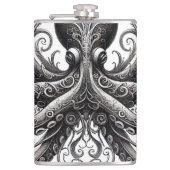 Kraken Steampunk Octopus Zwart Heupfles (Voorkant)