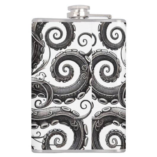 Kraken Steampunk Octopus Zwart Heupfles (Achterkant)