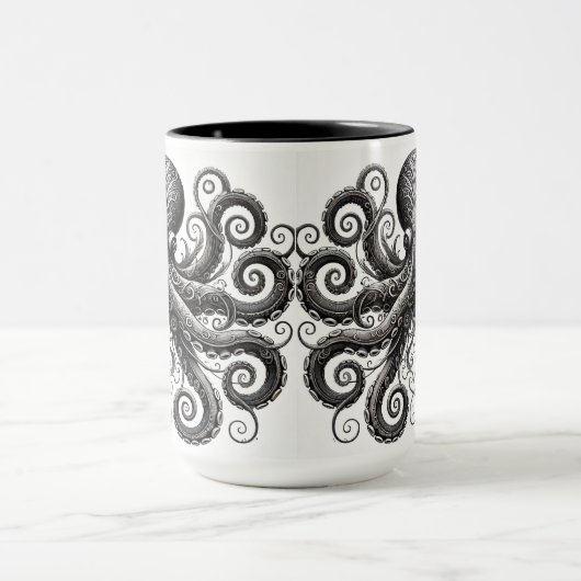 Kraken Steampunk Octopus Zwart Mok (Midden)