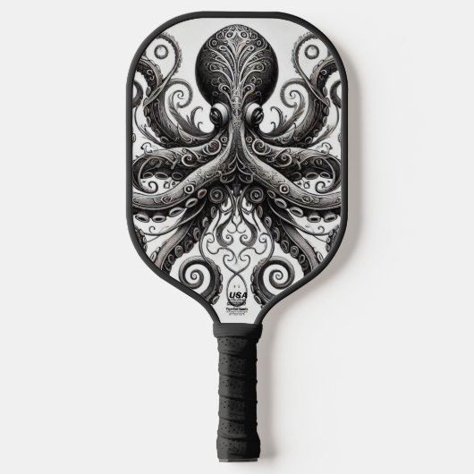 Kraken Steampunk Octopus Zwart Pickleball Paddle (Voorkant)