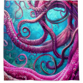 Kraken Tentacles Pink Octopus Douchegordijn (Voorkant)
