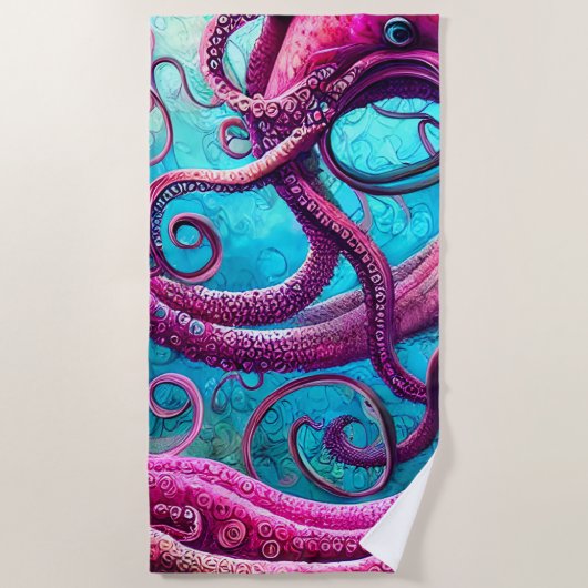 Kraken Tentacles Pink Octopus Strandlaken (Voorkant)