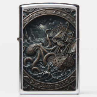 Kraken valt een schip aan Zippo-aansteker