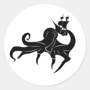 Kraken Zee Monster en schip Ronde Sticker