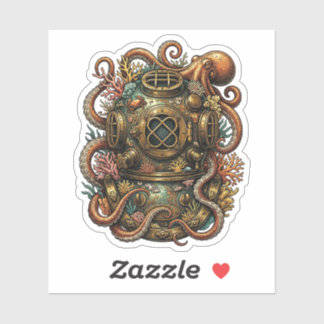 Kraken's Omarming - Vintage Duikhelm Sticker