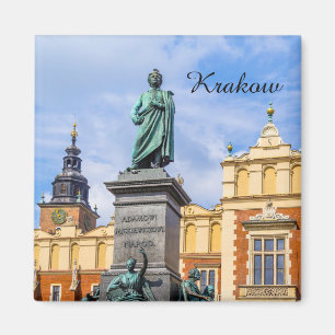 Krakow, A Mickiewicz monument, Polen, magnet Magneet