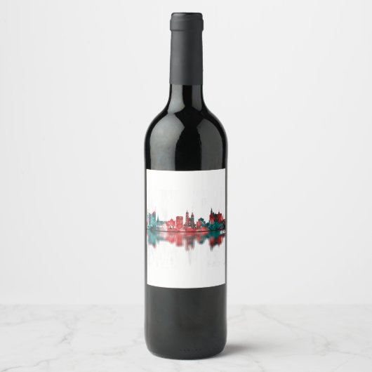 Krakow Poland Skyline Wijn Etiket (Voorkant)