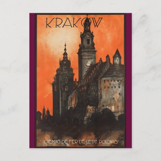 Krakow Polen -  Pools reisposter Briefkaart (Voorkant)