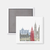 Krakow skyline poster magneet (Voorkant / Achterkant)