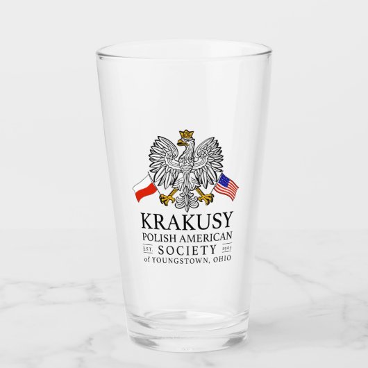 Krakusy Pools Amerikaans Genootschap Bierglas Glas (Voorkant)