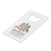 Krakusy Pools Amerikaans Genootschap Flesopener Kredietkaart Flessenopener (Voorkant Gekanteld)