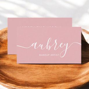 Krale Calligrafie Minimalistische Koraal Roze Visitekaartje