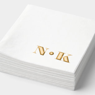 Krale Moderne Monogram Beginletters Elegante Trouw Folie Servetten