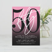 Krale Typografie Roze Modern 50e Verjaardag Kaart (Staand voorkant)