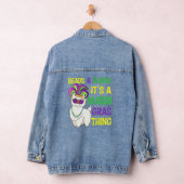 kralen en maskers mardi gras llama alpaca voor man denim jacket (Hangar)