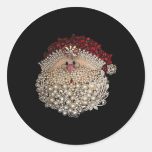 Kralen Kerst Santa Ster-edelsteen-wit-kerstfeest Ronde Sticker