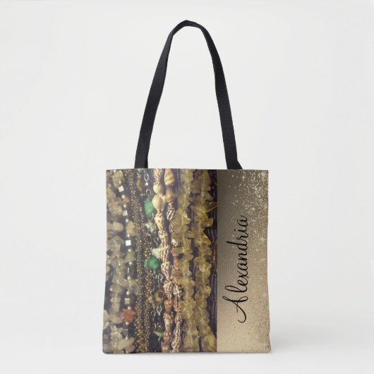 Kralen Kristallen en Shells Gepersonaliseerd Draagtas (Voorkant)