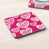 Kralen Rood en Wit Krabbel Hart Patroon Drankjes Onderzetter (Linkerzijde)