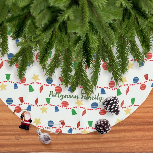 Kralenkrans met retro kerstornamenten kerstboom rok